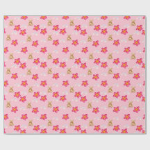 Cute Roze Bloemige Ster Patroon Inpakpapier | Ae