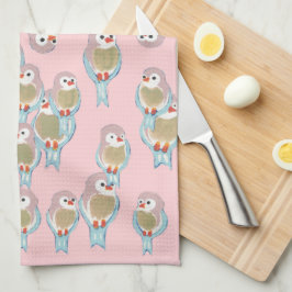 Cute roze & Blue Bird Pattern Moderne Abstract Theedoek