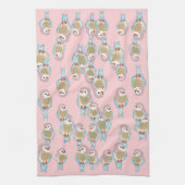 Cute roze & Blue Bird Pattern Moderne Abstract Theedoek (Verticaal)