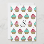 Cute roze & Blue Cupcake met Cherry op top Kaart (Achterkant)