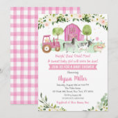 Cute roze Boerderij Baby shower Kaart (Voorkant / Achterkant)