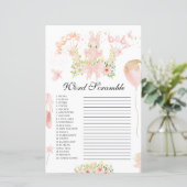 Cute roze bundel ballerina baby shower woordscramb (Staand voorkant)