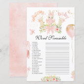 Cute roze bundel ballerina baby shower woordscramb (Voorkant / Achterkant)