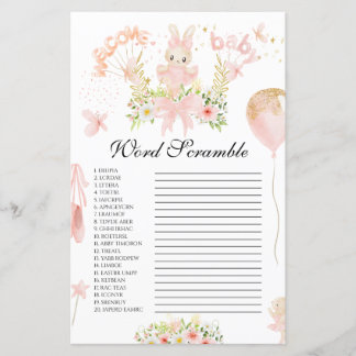 Cute roze bundel ballerina baby shower woordscramb