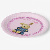 Cute roze  Bunny Rabbit Party Paper Borden Papieren Bordje (Gekanteld)