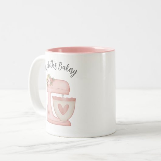 Cute roze Business Bakery Mixer Tweekleurige Koffiemok (Voorkant links)