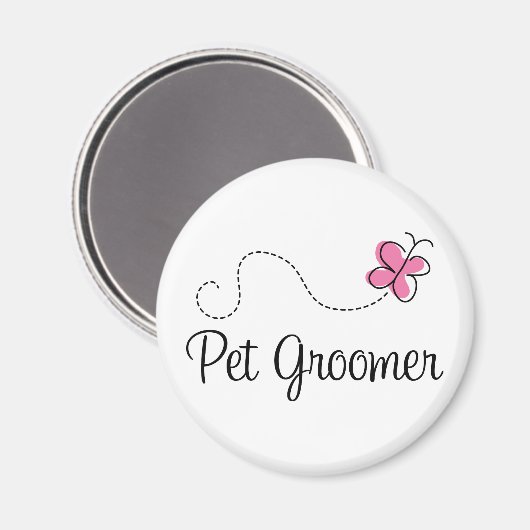 Cute roze Butterfly Pet Groomer Magneet (Voorkant / Achterkant)