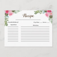 Cute roze cactus Recipe card