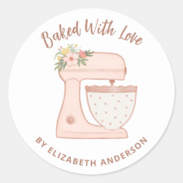 Cute Roze Cake Mixer met liefdevol Ronde Sticker