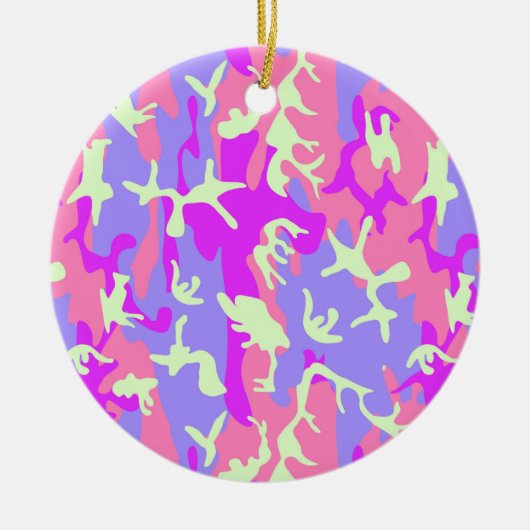 Cute roze camouflagepatroon keramisch ornament (Voorkant)