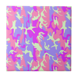 Cute roze camouflagepatroon tegeltje