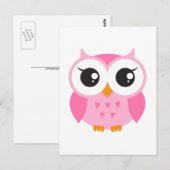Cute roze cartoon baby uil briefkaart (Voorkant / Achterkant)