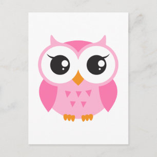 Cute roze cartoon baby uil briefkaart