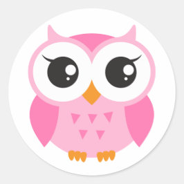 Cute roze cartoon baby uil ronde sticker