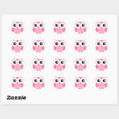 Cute roze cartoon baby uil ronde sticker (Vel)