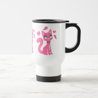 Cute roze Cartoon Cat en Butterflies Mok