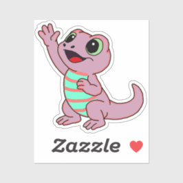 Cute Roze Cartoon Hagedis voor Waterfles Sticker