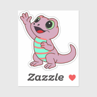 Cute Roze Cartoon Hagedis voor Waterfles Sticker
