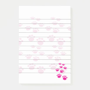 Cute Roze Cartoon Huisdier Pootspoor Gelinieerd Post-it® Notes