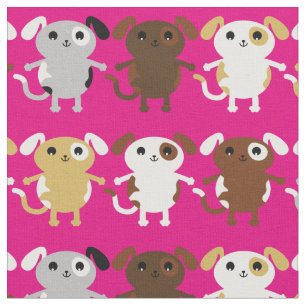 Cute roze Cartoon Puppy Dogs Kinder Stof