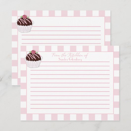 Cute roze cheques koekjes Recipe kaarten (Voorkant / Achterkant)