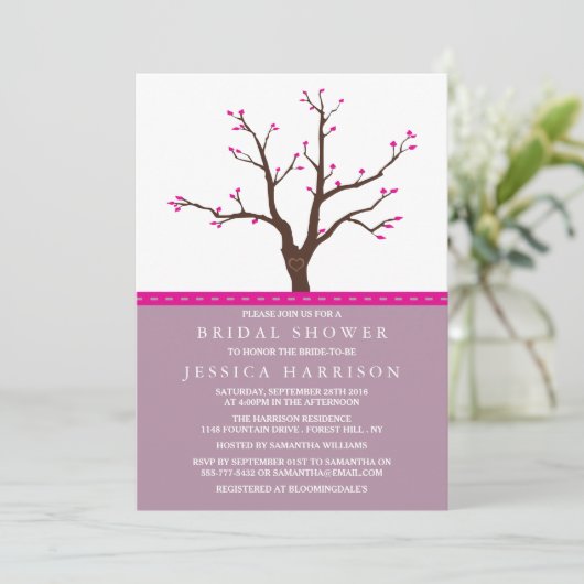 Cute roze Cherry Blossom Tree Vrijgezellenfeest Kaart (Staand voorkant)