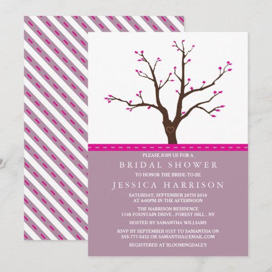 Cute roze Cherry Blossom Tree Vrijgezellenfeest Kaart (Voorkant / Achterkant)