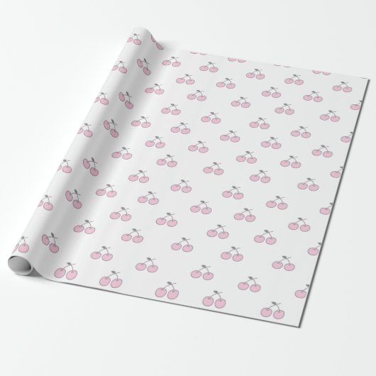 Cute roze cherry gift wrapping cadeaupapier (Uitgerold)