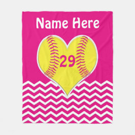 Cute roze, Chevron PERSONALIZED Softball Blanket Fleece Deken