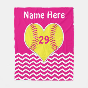 Cute roze, Chevron PERSONALIZED Softball Blanket Fleece Deken