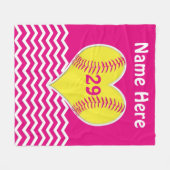Cute roze, Chevron PERSONALIZED Softball Blanket Fleece Deken (Voorkant (Horizontaal))