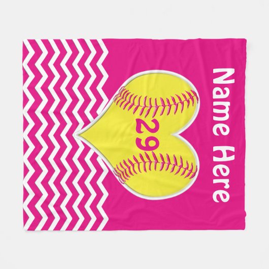 Cute roze, Chevron PERSONALIZED Softball Blanket Fleece Deken (Voorkant (Horizontaal))