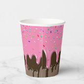 Cute roze + Chocolade Ice Cream Birthday Papieren Bekers (Rechts)