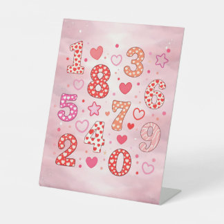 Cute Roze Cijfers Wiskunde Bureaublad Kunst voor K Reclamebord Met Voetstuk