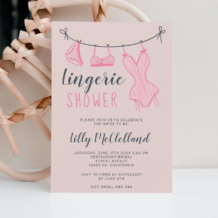 Cute roze clothesline chic lingerie vrijgezellenfe kaart