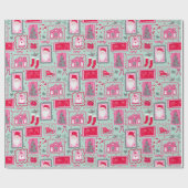 Cute Roze Coquette Frames Patroon Kerst mint Cadeaupapier (Vlak)