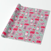 Cute Roze Coquette Frames Patroon Kerst mint Cadeaupapier (Uitgerold)