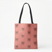 Cute Roze Coquette Strik Patroon Tote Tas
