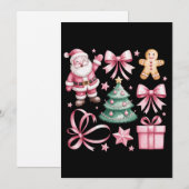 Cute Roze Coquette Strikker Kerstman Kerstboom Ker Feestdagenkaart (Voorkant / Achterkant)