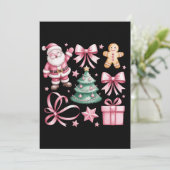 Cute Roze Coquette Strikker Kerstman Kerstboom Ker Feestdagenkaart (Staand voorkant)
