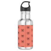 Cute Roze Coquette Strikpatroon Waterfles (Voorkant)