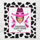Cute roze Cowgirl Aangepaste foto Wijn Etiket (Enkel label)