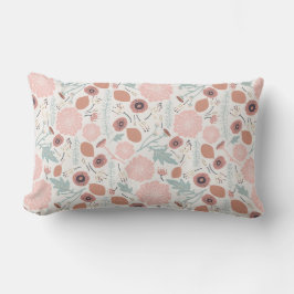 Cute roze crème Herhaal Botanical Flowers Print Kussen
