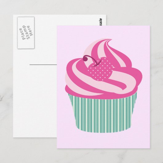 Cute roze crupcake Pastel Roze Briefkaart (Voorkant / Achterkant)