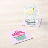 Cute roze crupcake Pastel Roze Kartonnen Onderzetters (Insitu)