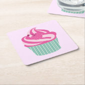 Cute roze crupcake Pastel Roze Kartonnen Onderzetters (Schuin)