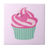 Cute roze crupcake Pastel Roze Tegeltje (Voorkant)