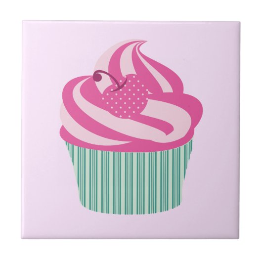 Cute roze crupcake Pastel Roze Tegeltje (Voorkant)