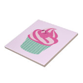 Cute roze crupcake Pastel Roze Tegeltje (Zijkant)