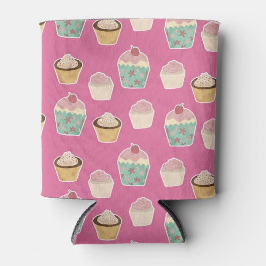 Cute roze crupcake-patroon blikjeskoeler (Voorkant)